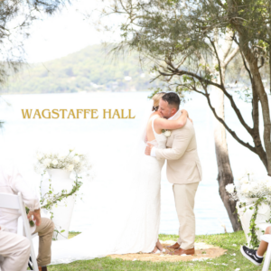 Wedding Ceremony at Wagstaffe Hall with water in background - catered by Pachamama Catering Central Coast Wedding Caterer